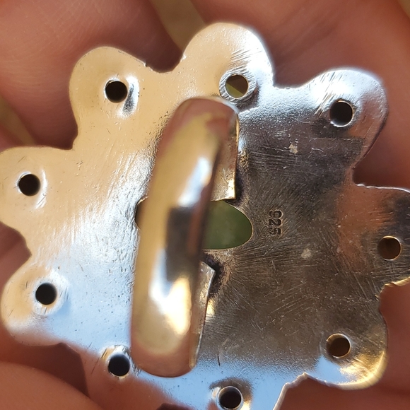 New Huge Chrysoprase and Tsavorite 925 Silver Statement Ring. - Picture 14 of 16